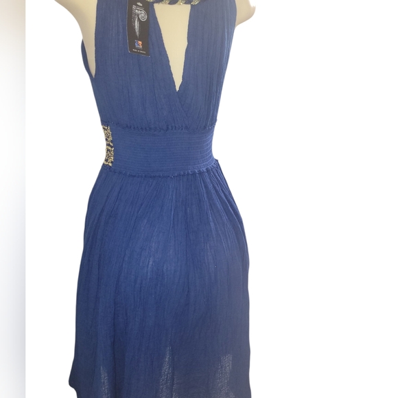 Elegant Blue Sleeveless Dress Size M Made in Greece - Picture 2 of 8